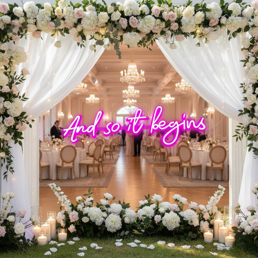 And So It Begins Wedding Neon Sign by Neon.Shop