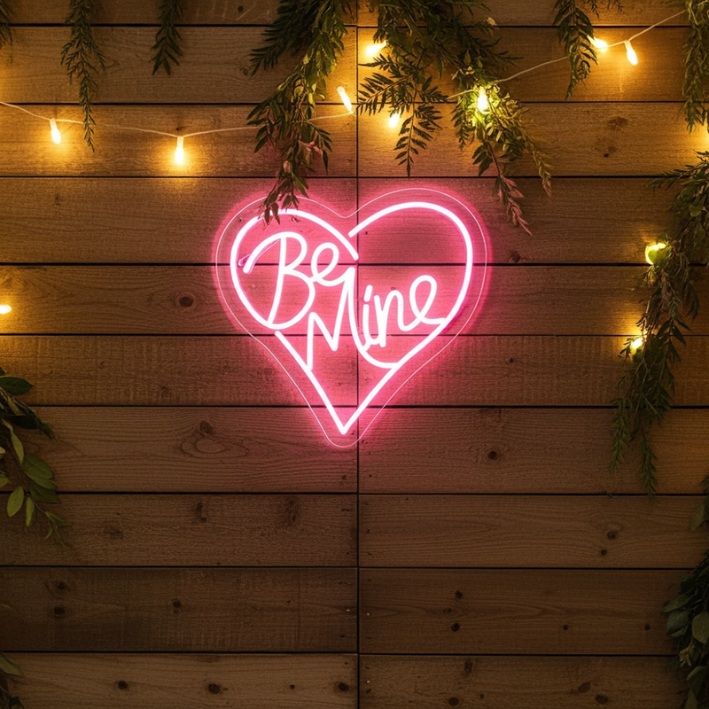 Romantic Be Mine neon sign for wedding or engagement décor by Neon.Shop - Light Pink