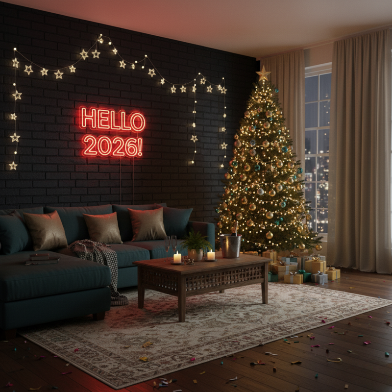 Hello 2026 LED Neon Sign by Neon.Shop for New Year décor