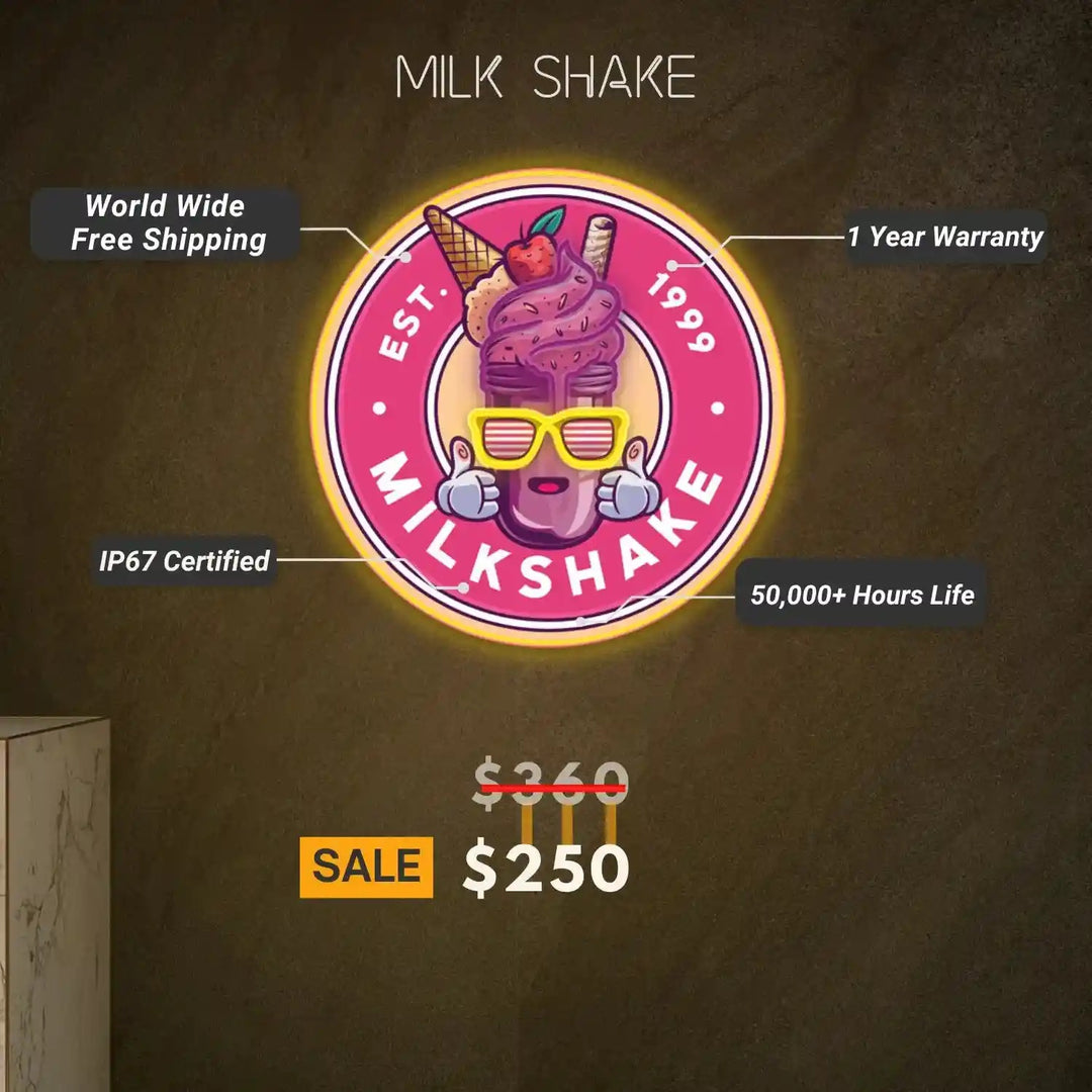 MILKSHAKE UV ART LED NEON SIGN
