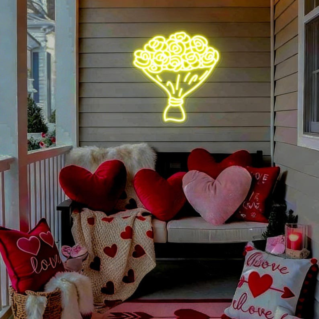 Rose Flower Neon Sign for Valentine’s Day illuminating romantic interiors by Neon.Shop
