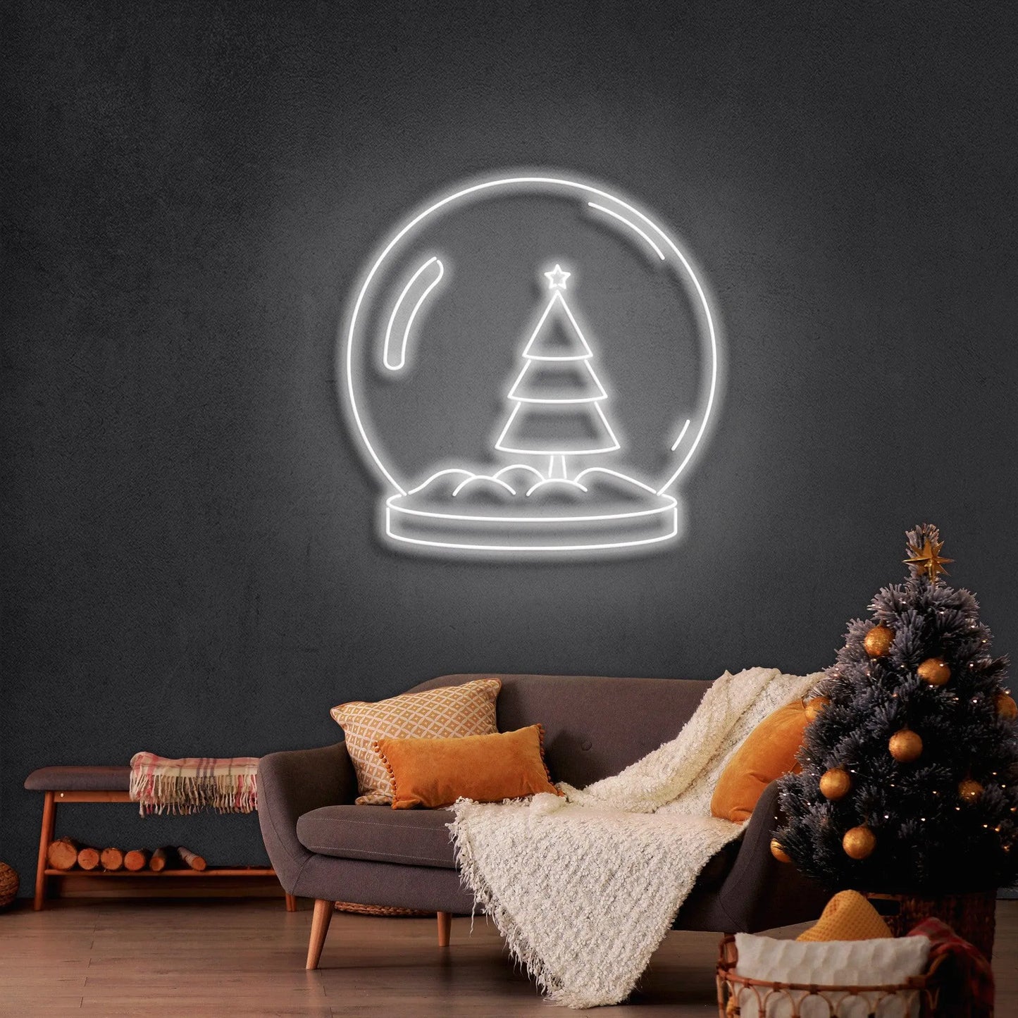 Snowglobe Merry Christmas Neon Sign by Neon.Shop - Celebrate the season with this festive snowglobe neon sign.