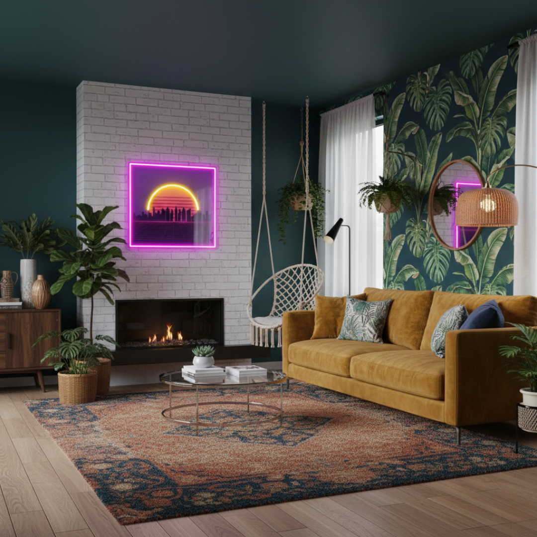 Sunset UV Printed LED Neon Sign for studio or lounge décor by Neon.Shop