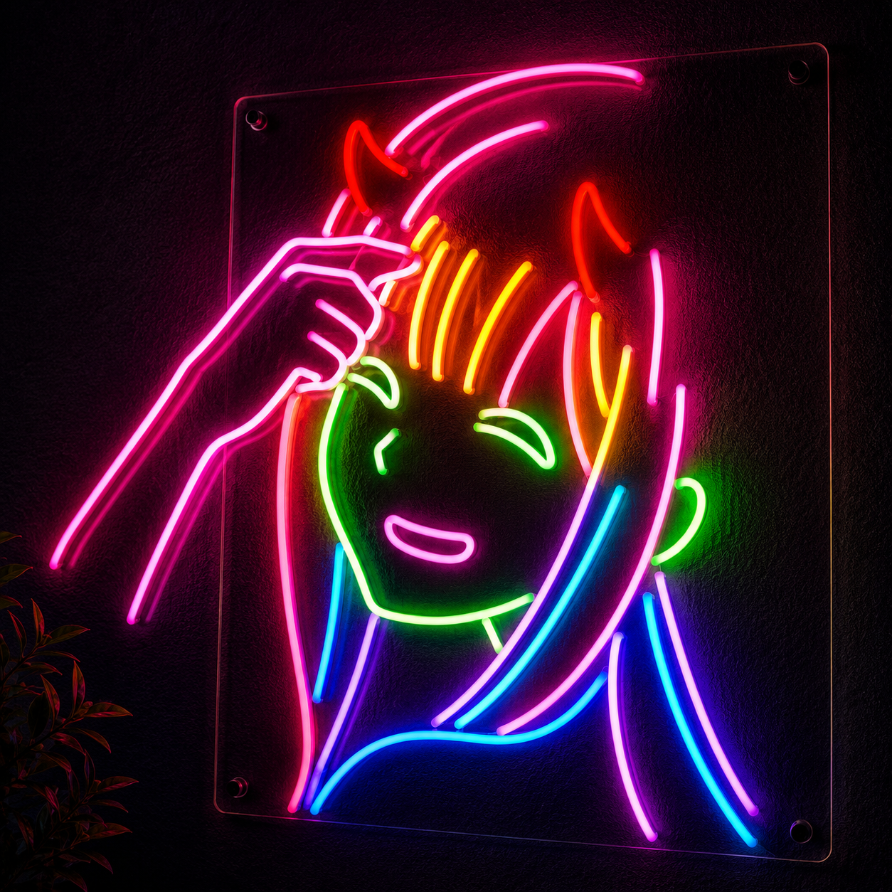 Neon Anime Girl Sign LED Wall Art