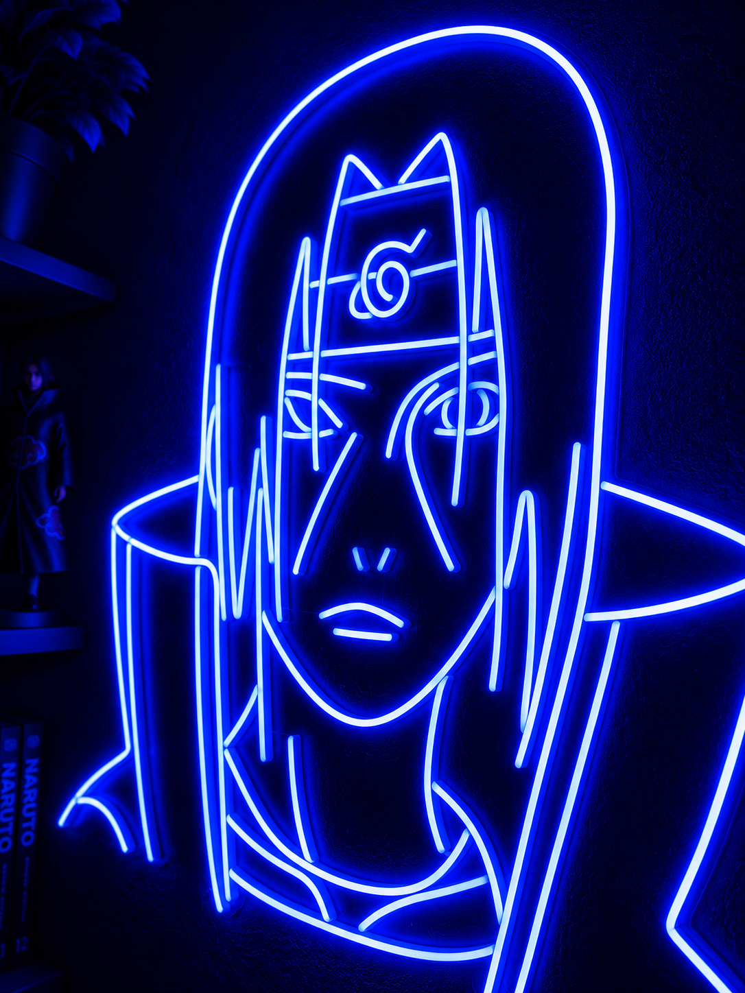 Dark Blue Neon Anime Character LED Wall Sign Moody Gaming & Collector Room Decor