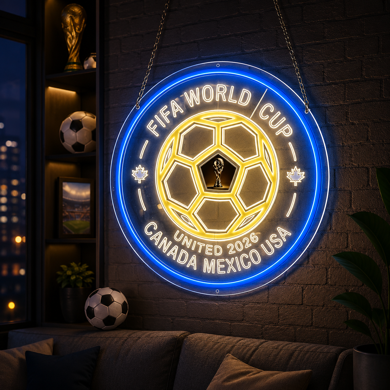 FIFA World Cup Neon Sign "United 2026" Inspirational Wall Art