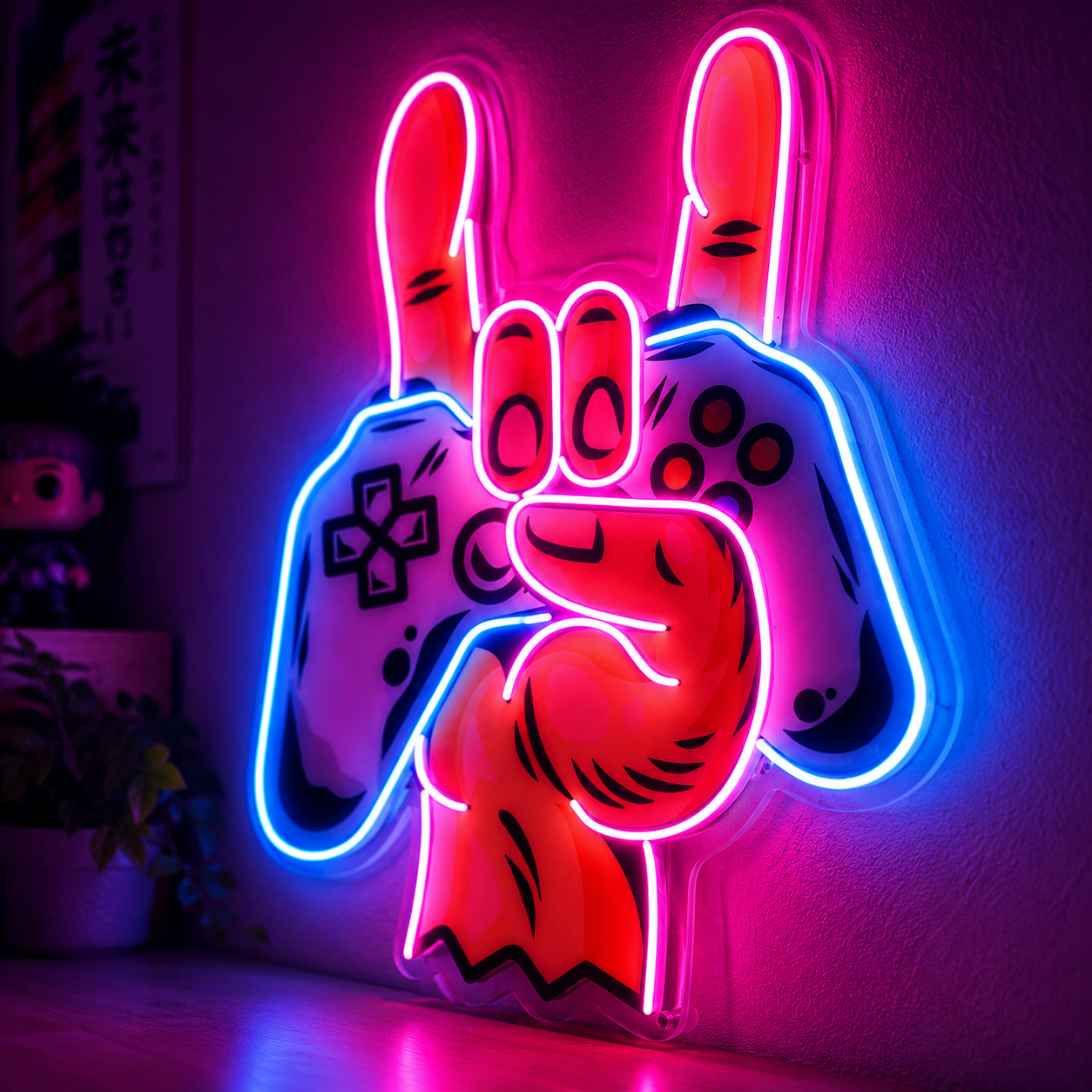 Neon Cowboy Duel Wall Sign
