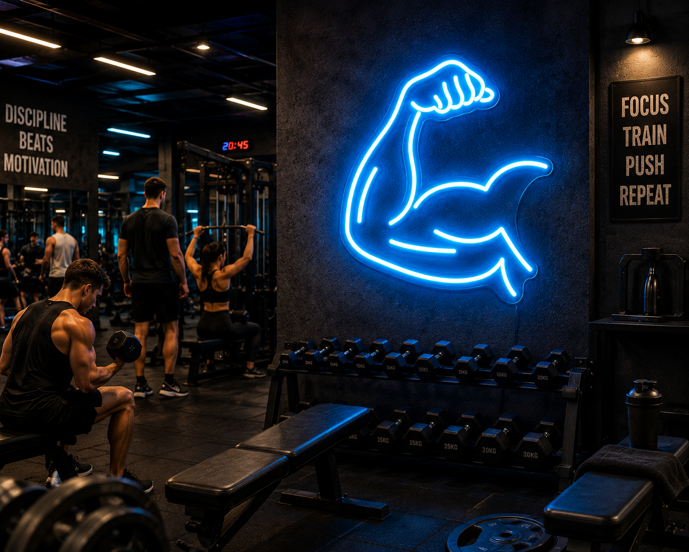 Neon Gym Motivation Sign Flex Your Strength