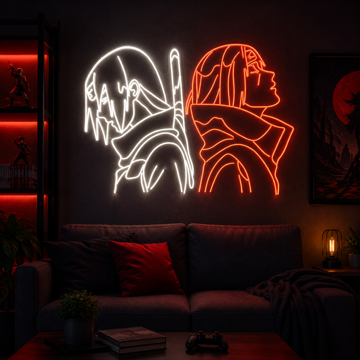 Anime Duo Neon Sign LED Wall Art for Living Room & Gaming Space