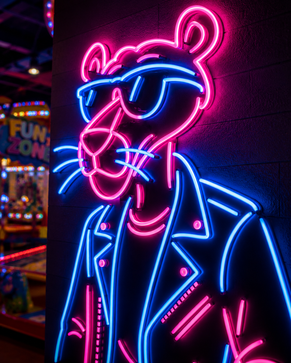 Pink & Blue Panther LED Sign Kids Joyland Wall Decor