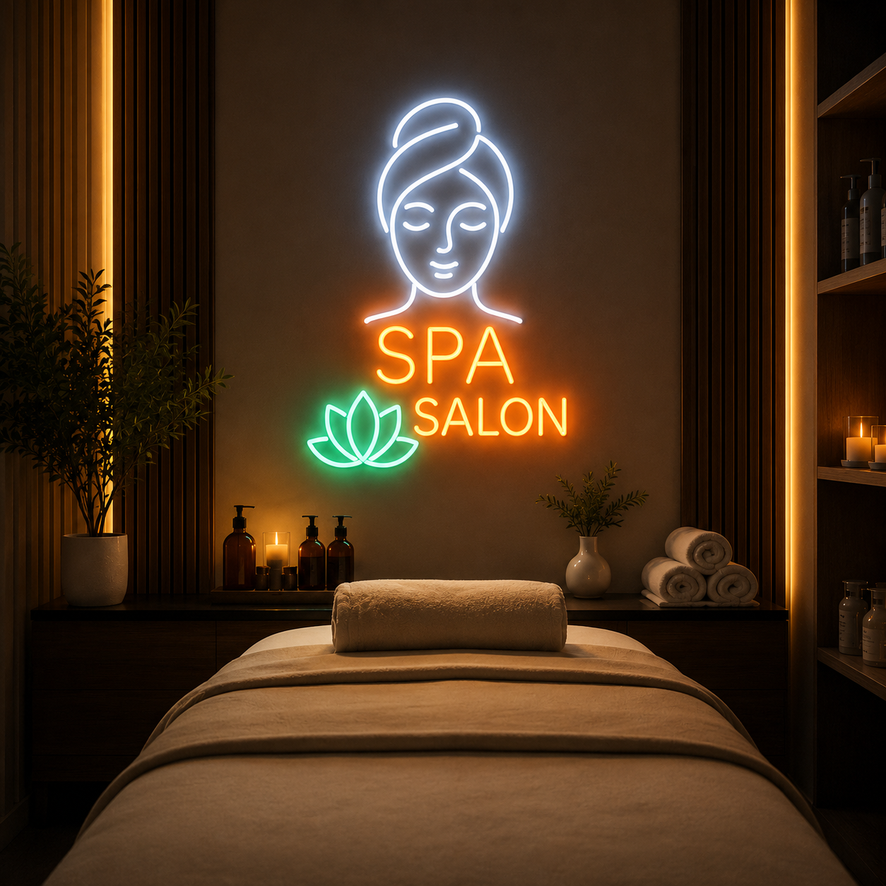 Luxury SPA Salon LED Neon Sign Wall Decor for Relaxation & Wellness