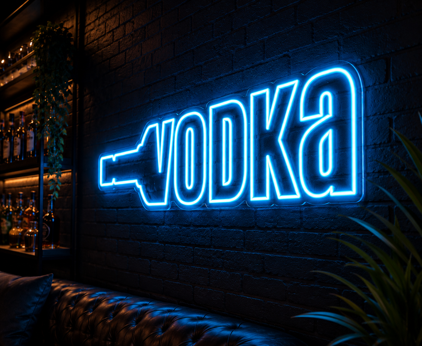 Neon Bar Sign "Vodka" Modern Lounge Wall Art