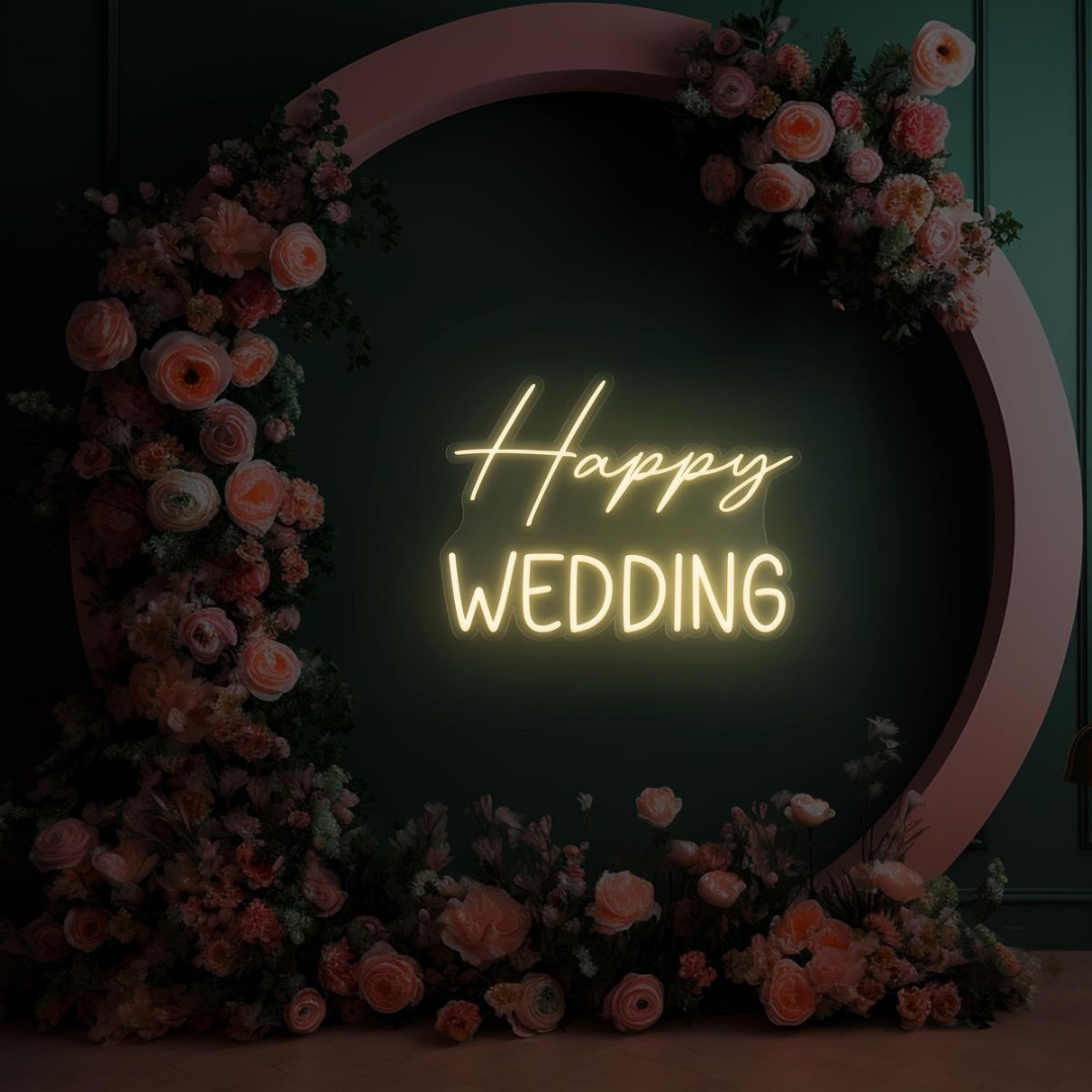 Personalized neon wedding signs with romantic phrase, perfect for engagement, bridal shower, or ceremony décor by Neon.Shop.