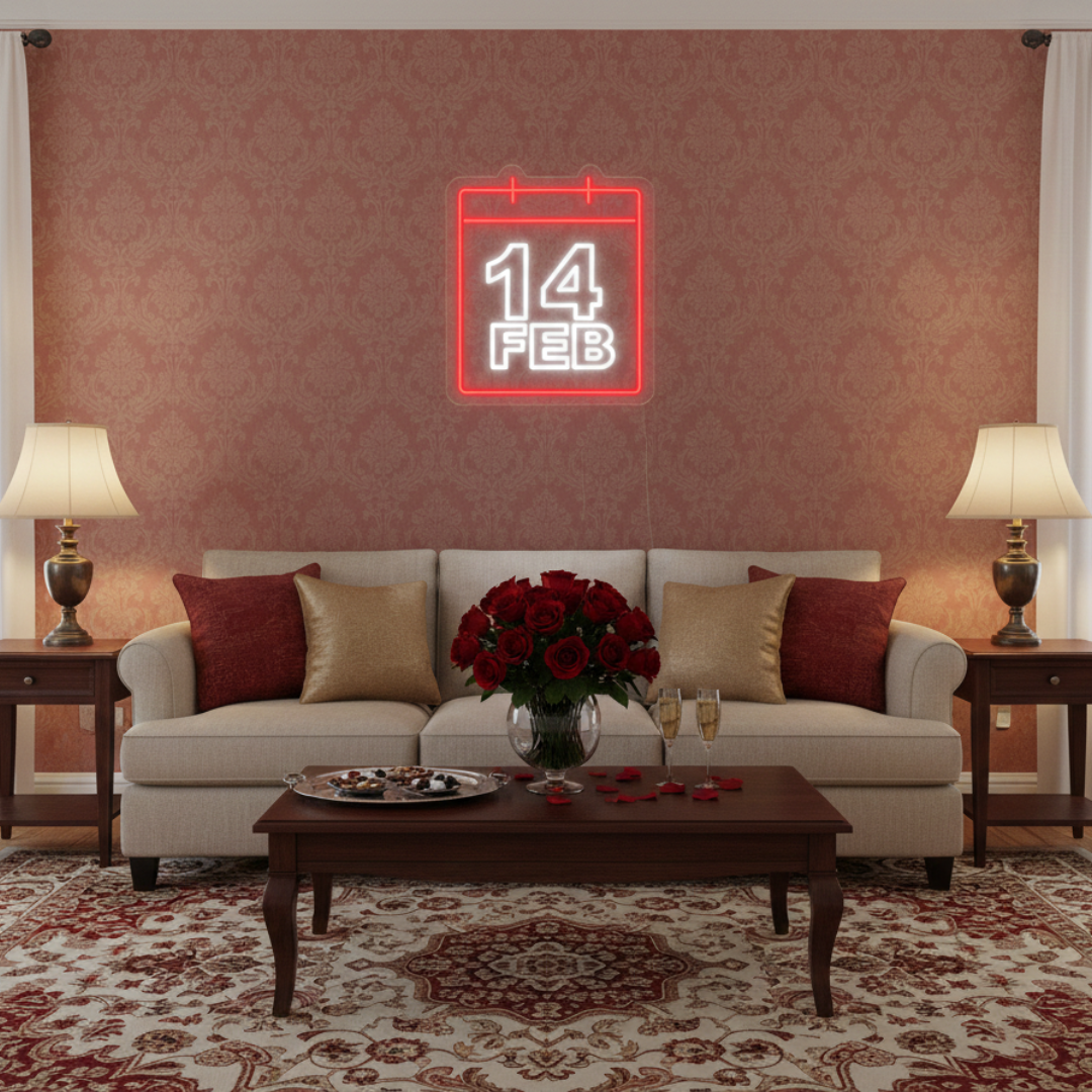 14 Feb Valentine’s Day LED neon sign glowing with romantic light for Valentine’s décor by Neon.Shop