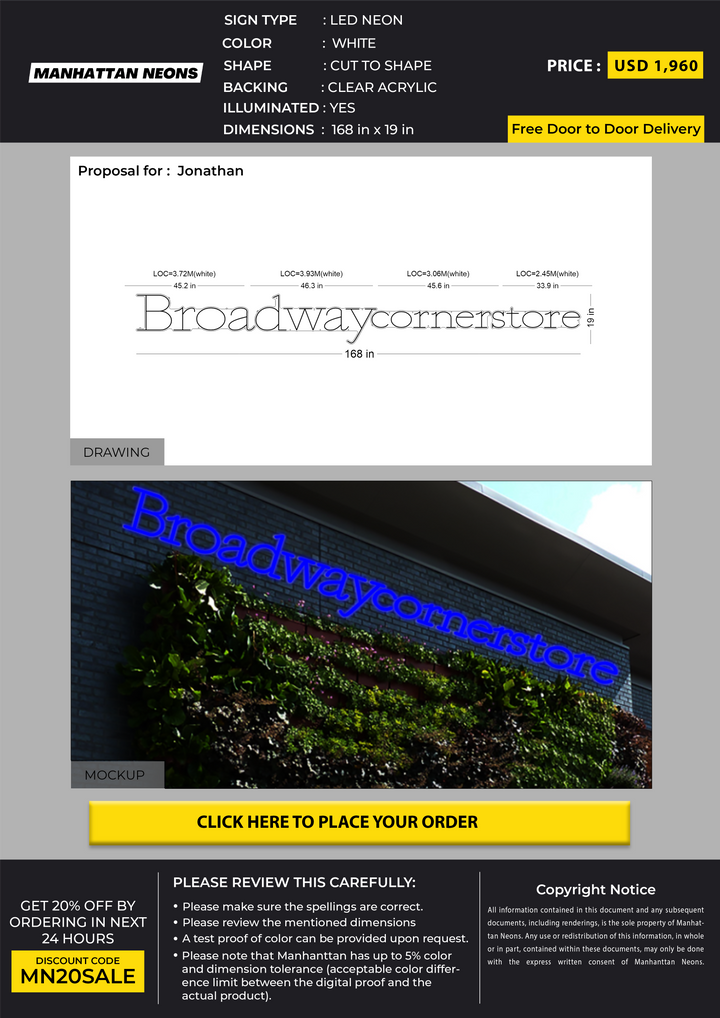 Led Neon Sign for Jonathan