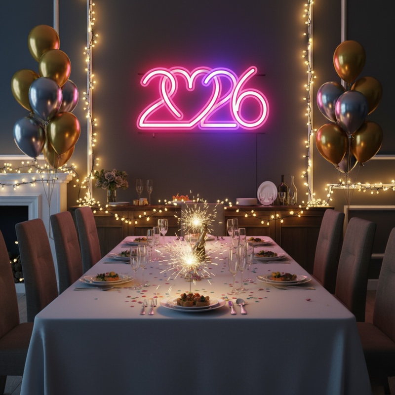 2026 UV Printed Neon Sign by Neon.Shop for New Year celebrations