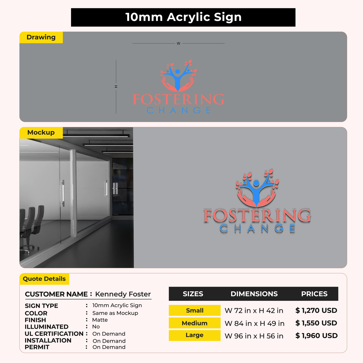 Custom Signs for Kennedy Foster