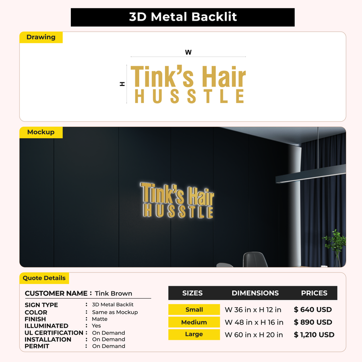 Custome Signs for Tink Brown