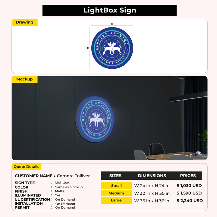 Custom Signs for Comora Tolliver