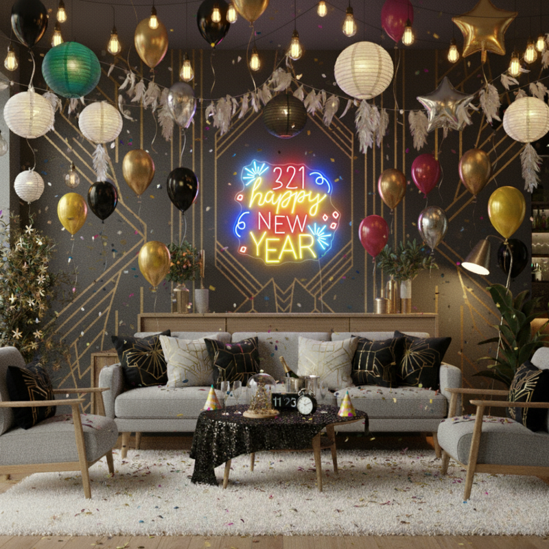 321! Happy New Year Neon sign