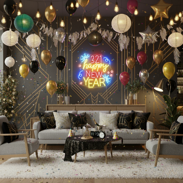 321! Happy New Year Neon sign