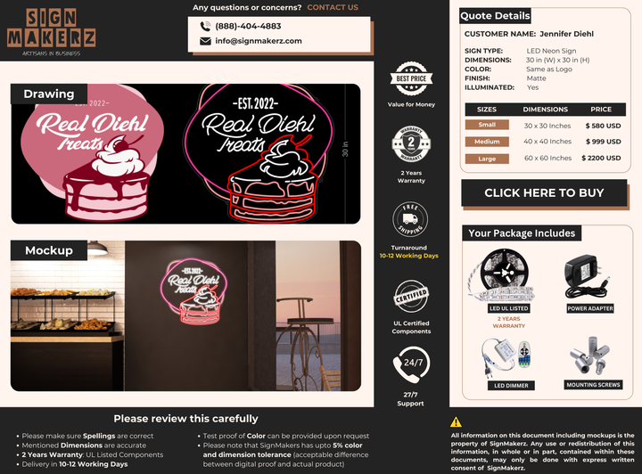 LED Neon Sign For Jennifer Diehl