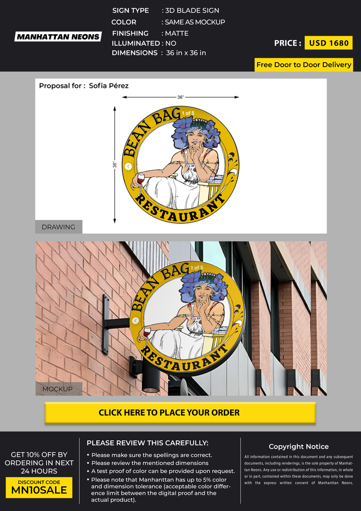 3D Blade Sign For Sofia Pérez