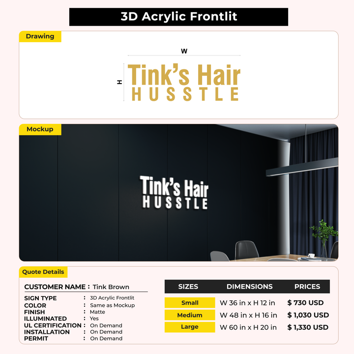 Custome Signs for Tink Brown