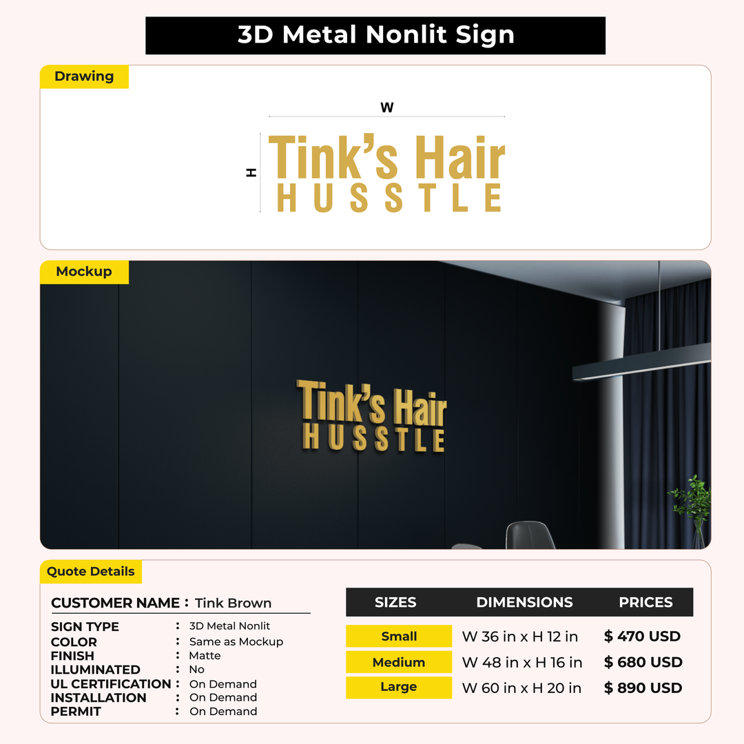 Custome Signs for Tink Brown