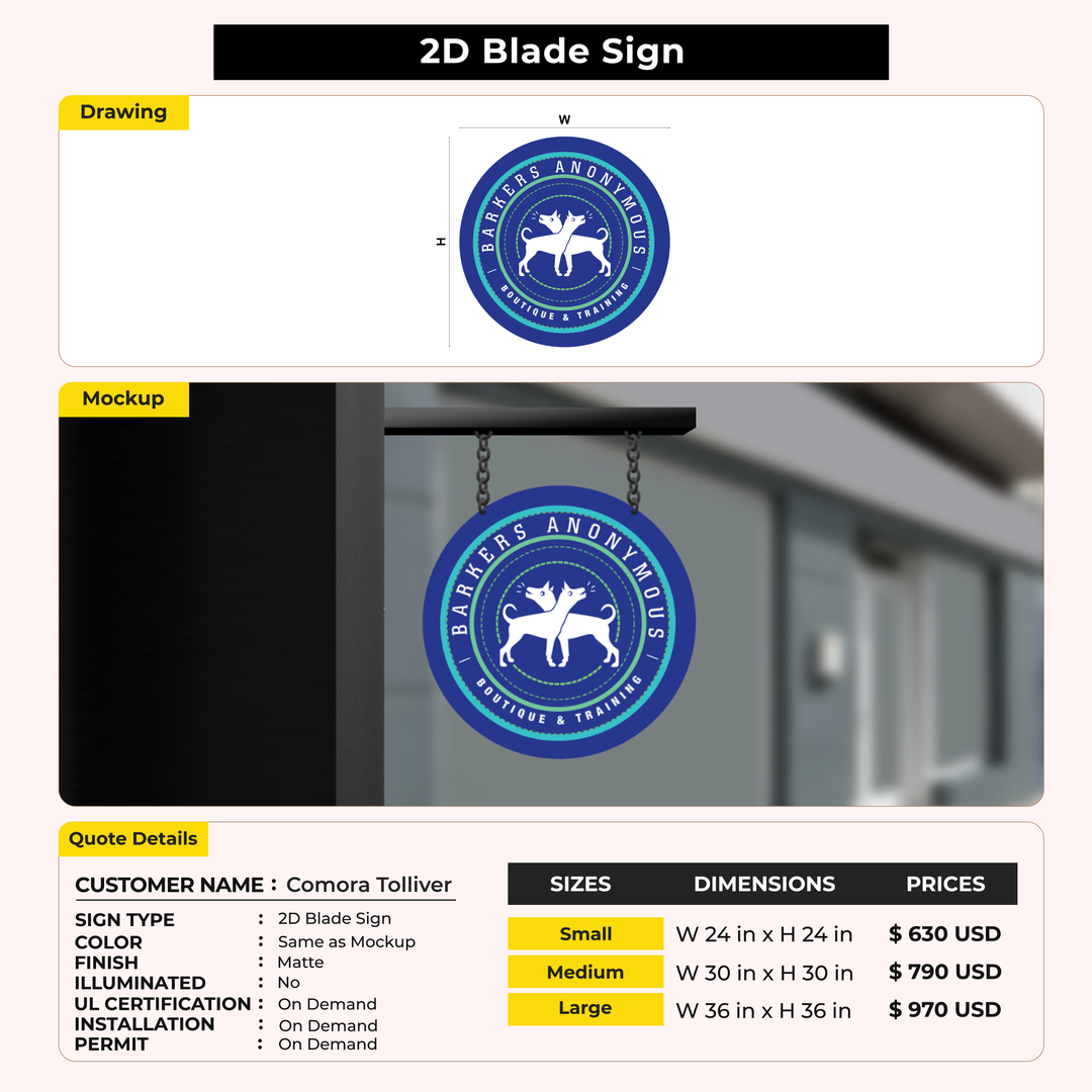 Custom Signs for Comora Tolliver