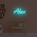 Alex Name LED Neon Sign in premium customizable LED tubing, personalized wall-mounted name light décor by Neon.Shop for home rooms, events, and gifting.