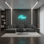 Alex Name LED Neon Sign in premium customizable LED tubing, personalized wall-mounted name light décor by Neon.Shop for home rooms, events, and gifting.