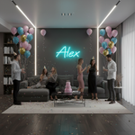 Alex Name LED Neon Sign in premium customizable LED tubing, personalized wall-mounted name light décor by Neon.Shop for home rooms, events, and gifting.
