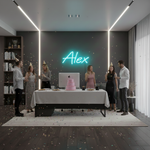 Alex Name LED Neon Sign in premium customizable LED tubing, personalized wall-mounted name light décor by Neon.Shop for home rooms, events, and gifting.