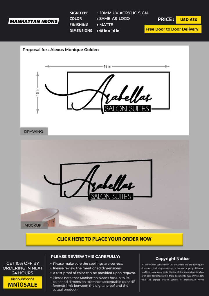 10mm acrylic sign for Alexus Monique Golden