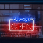 Bright Always Open 24/7 Neon Sign from Neon.Shop