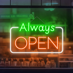 Bright Always Open 24/7 Neon Sign from Neon.Shop