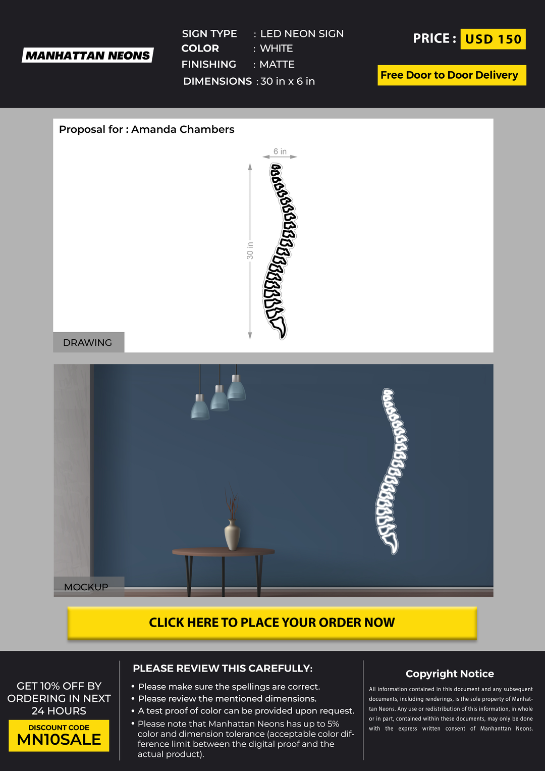 LED neon sign for Amanda Chambers