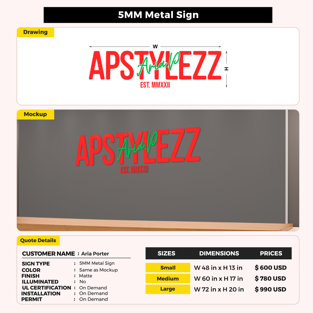 Custom Signs For Aria Porter