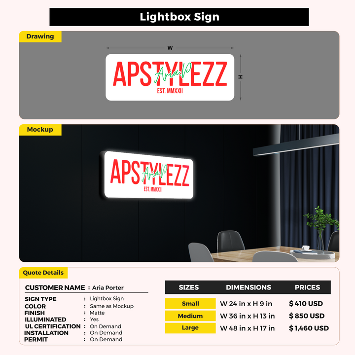 Custom Signs For Aria Porter