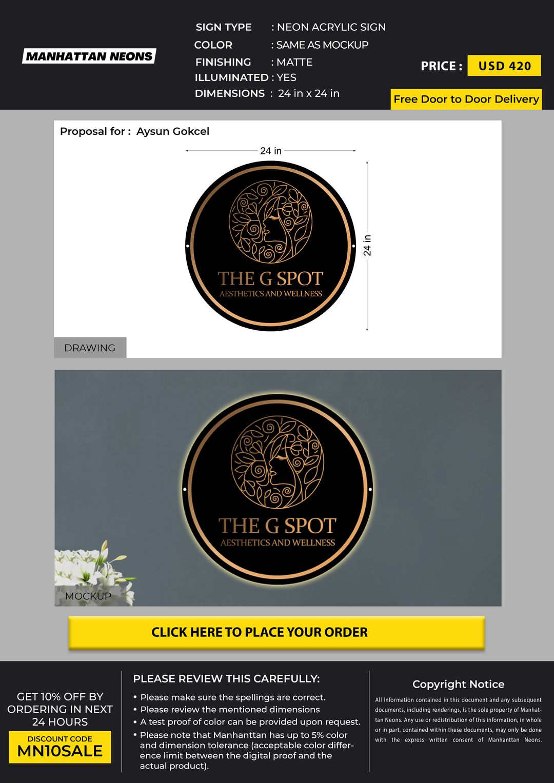 Neon acrylic for Aysun gokcel