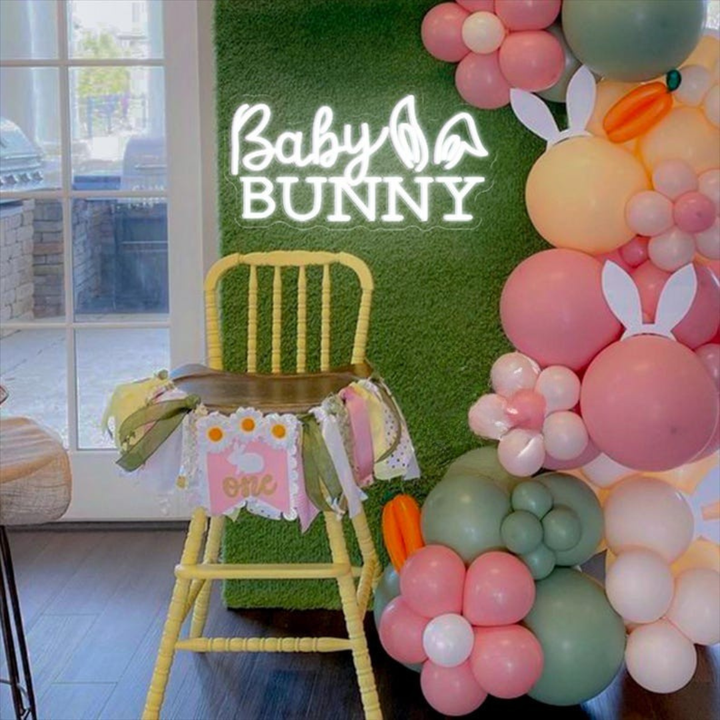 Baby Bunny LED Neon Sign cute bunny neon wall light by Neon.shop