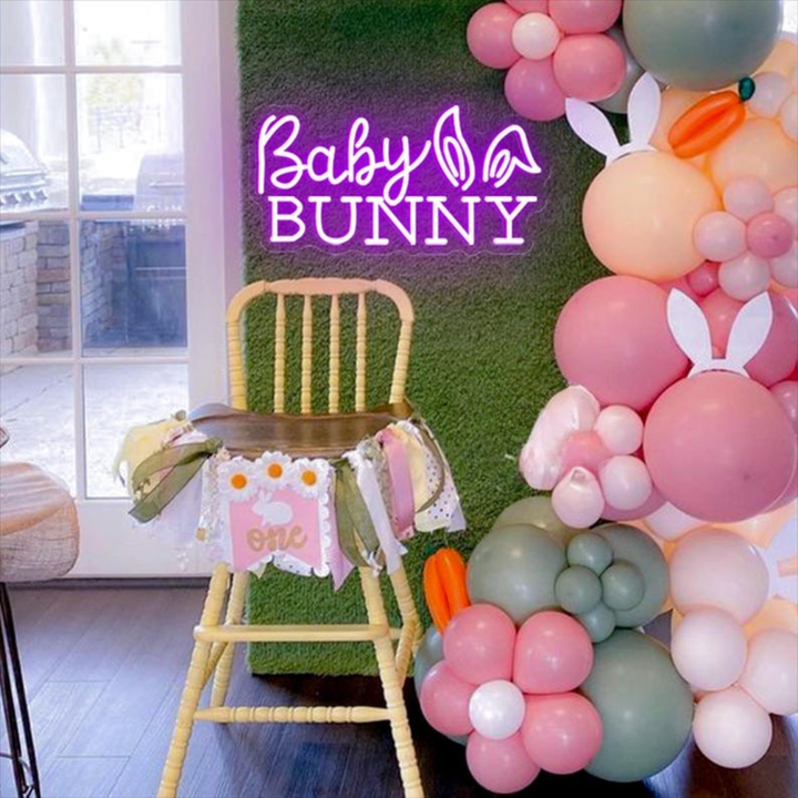 Baby Bunny LED Neon Sign cute bunny neon wall light by Neon.shop