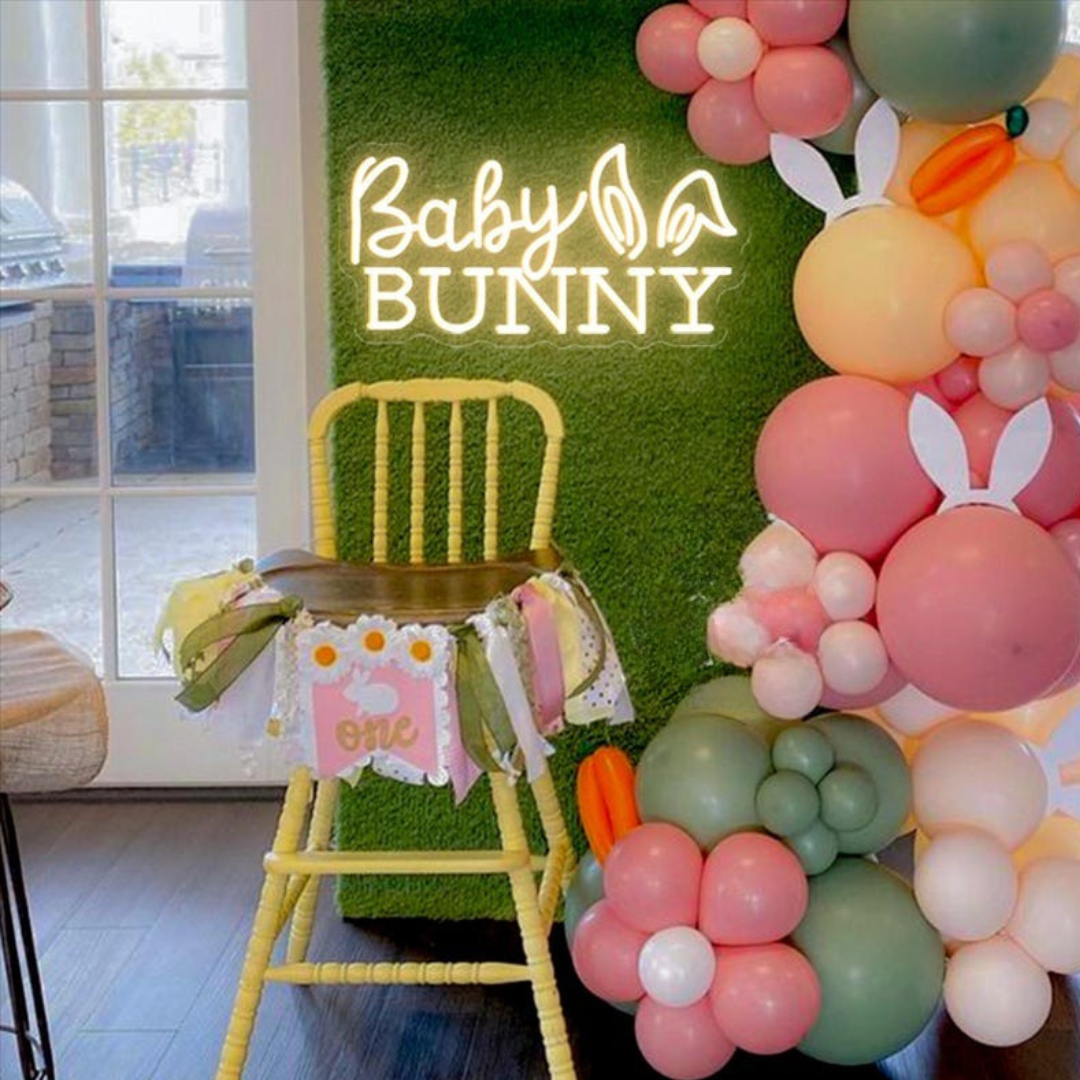 Baby Bunny LED Neon Sign cute bunny neon wall light by Neon.shop