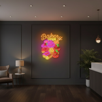Bakery Open LED neon sign by Neon.Shop mounted above a bakery entrance to attract foot traffic