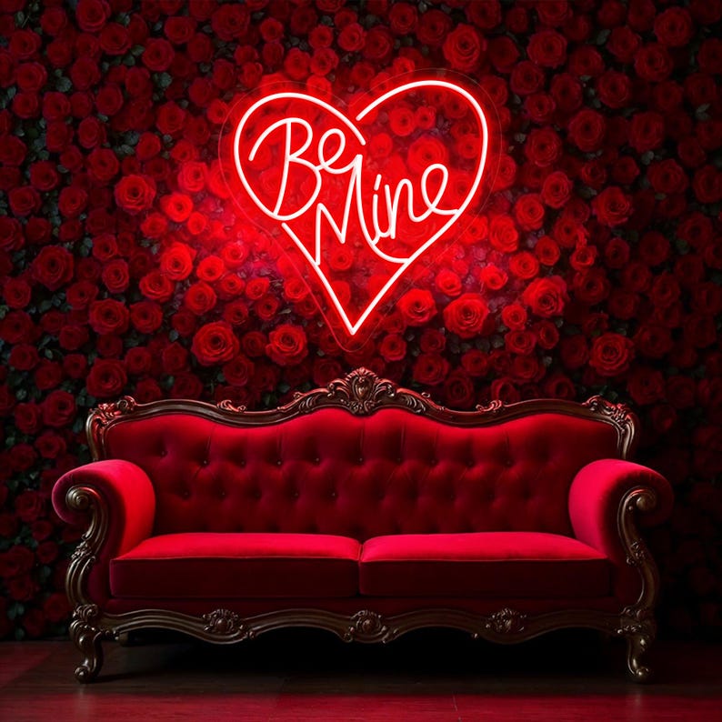 Romantic Be Mine neon sign for wedding or engagement décor by Neon.Shop - in Red 