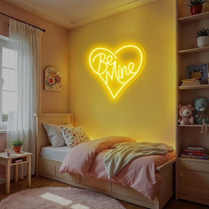 Romantic Be Mine neon sign for wedding or engagement décor by Neon.Shop - Yellow 