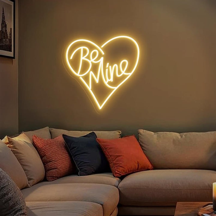 Romantic Be Mine neon sign for wedding or engagement décor by Neon.Shop - Warm White 