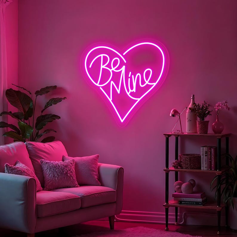 Romantic Be Mine neon sign for wedding or engagement décor by Neon.Shop - PInk 