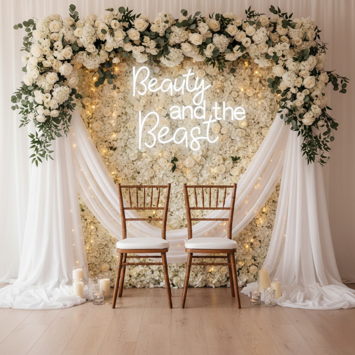 Beauty and the Beast wedding neon sign décor by Neon.Shop